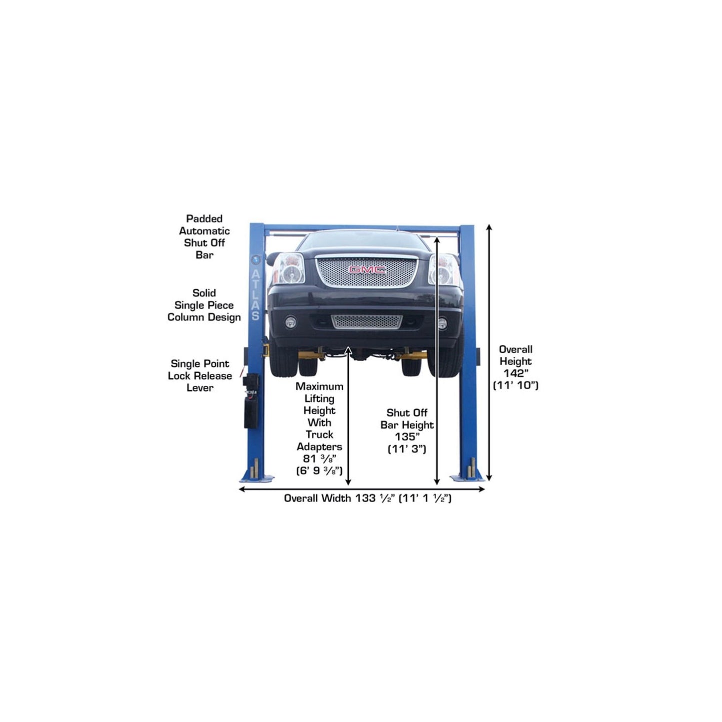 Atlas ATTD-9OHSC-SS 9,000 lb Overhead Two-Post Car Lift