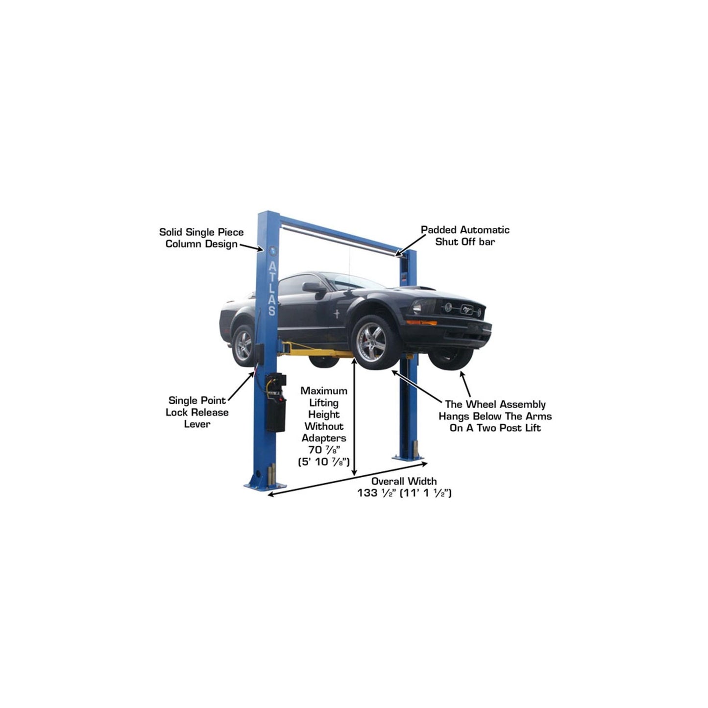 Atlas ATTD-9OHSC-SS 9,000 lb Overhead Two-Post Car Lift