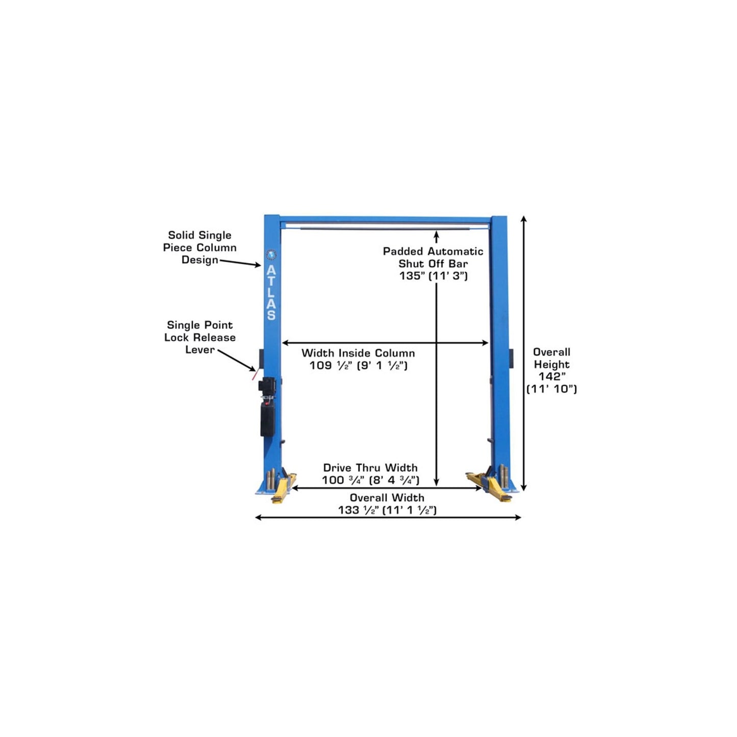Atlas ATTD-9OHSC-SS 9,000 lb Overhead Two-Post Car Lift