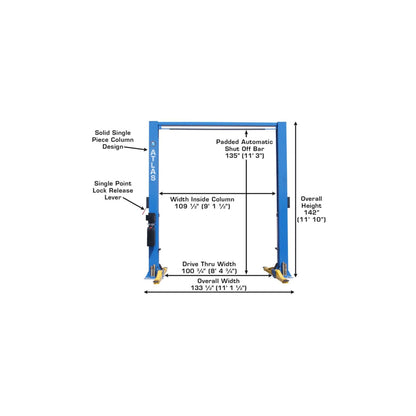 Atlas ATTD-9OHSC-SS 9,000 lb Overhead Two-Post Car Lift