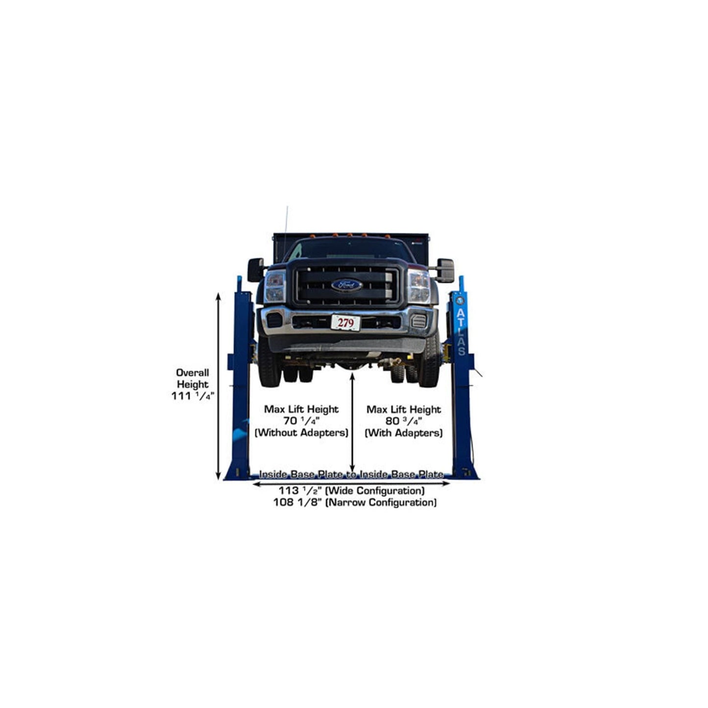 Atlas ATTD-BP12000X 12,000 lb Heavy-Duty Commercial Baseplate Two-Post Car Lift