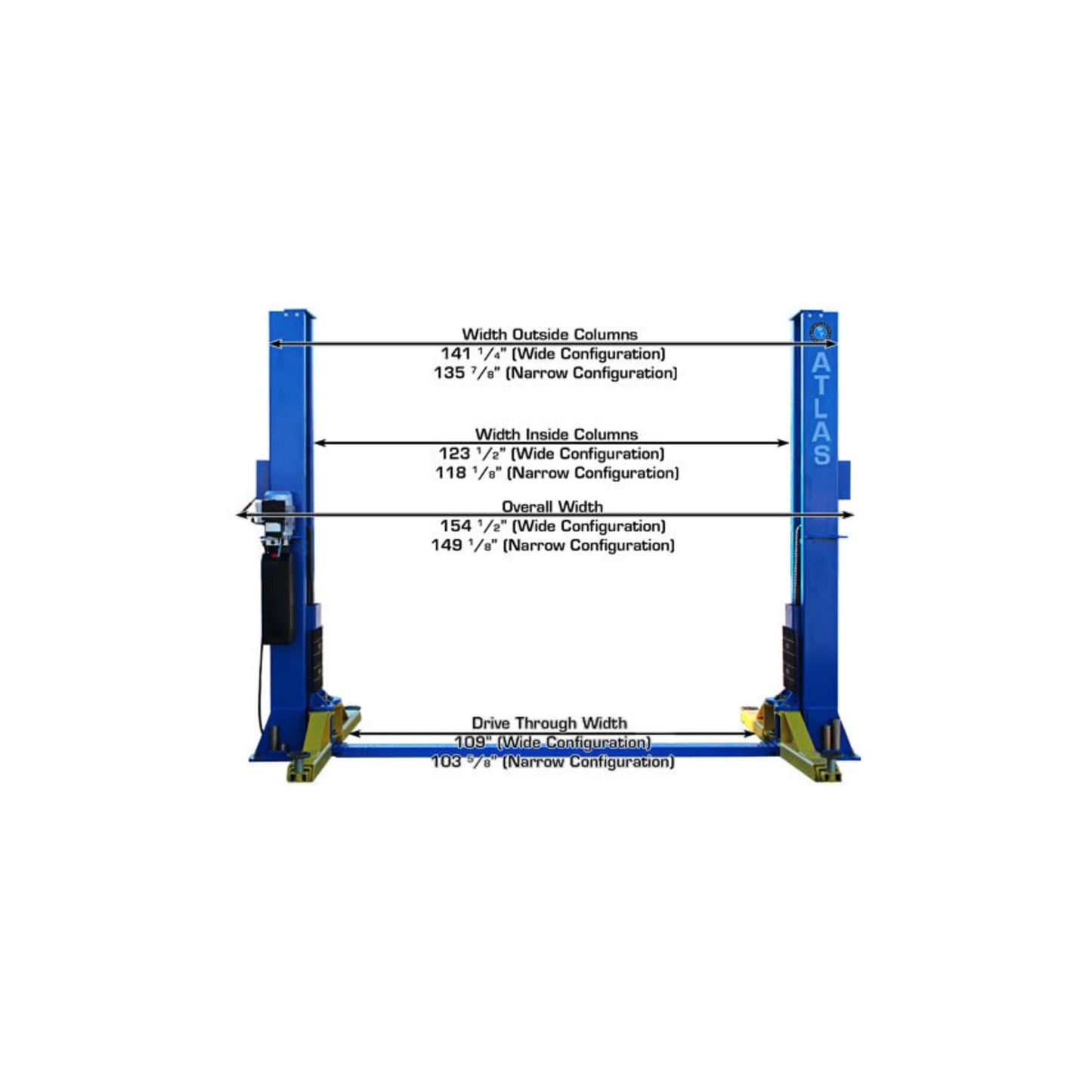Atlas ATTD-BP12000X 12,000 lb Heavy-Duty Commercial Baseplate Two-Post Car Lift