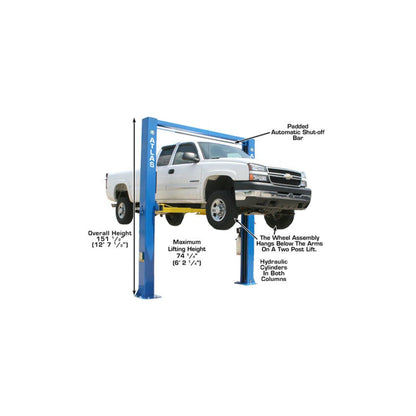 Atlas ATTD-OHX10000X 10,000 lb Extra Tall & Extra Wide Commercial Two-Post Car Lift
