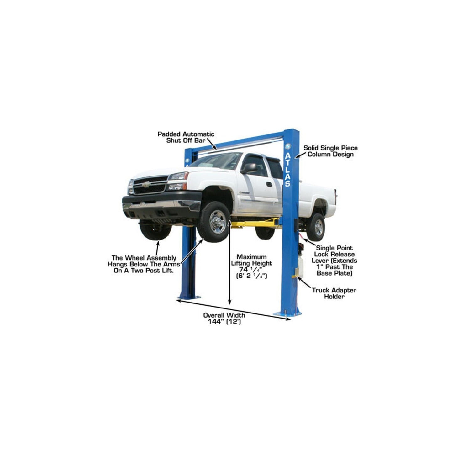 Atlas ATTD-OHX10000X 10,000 lb Extra Tall & Extra Wide Commercial Two-Post Car Lift