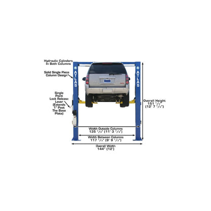 Atlas ATTD-OHX10000X 10,000 lb Extra Tall & Extra Wide Commercial Two-Post Car Lift