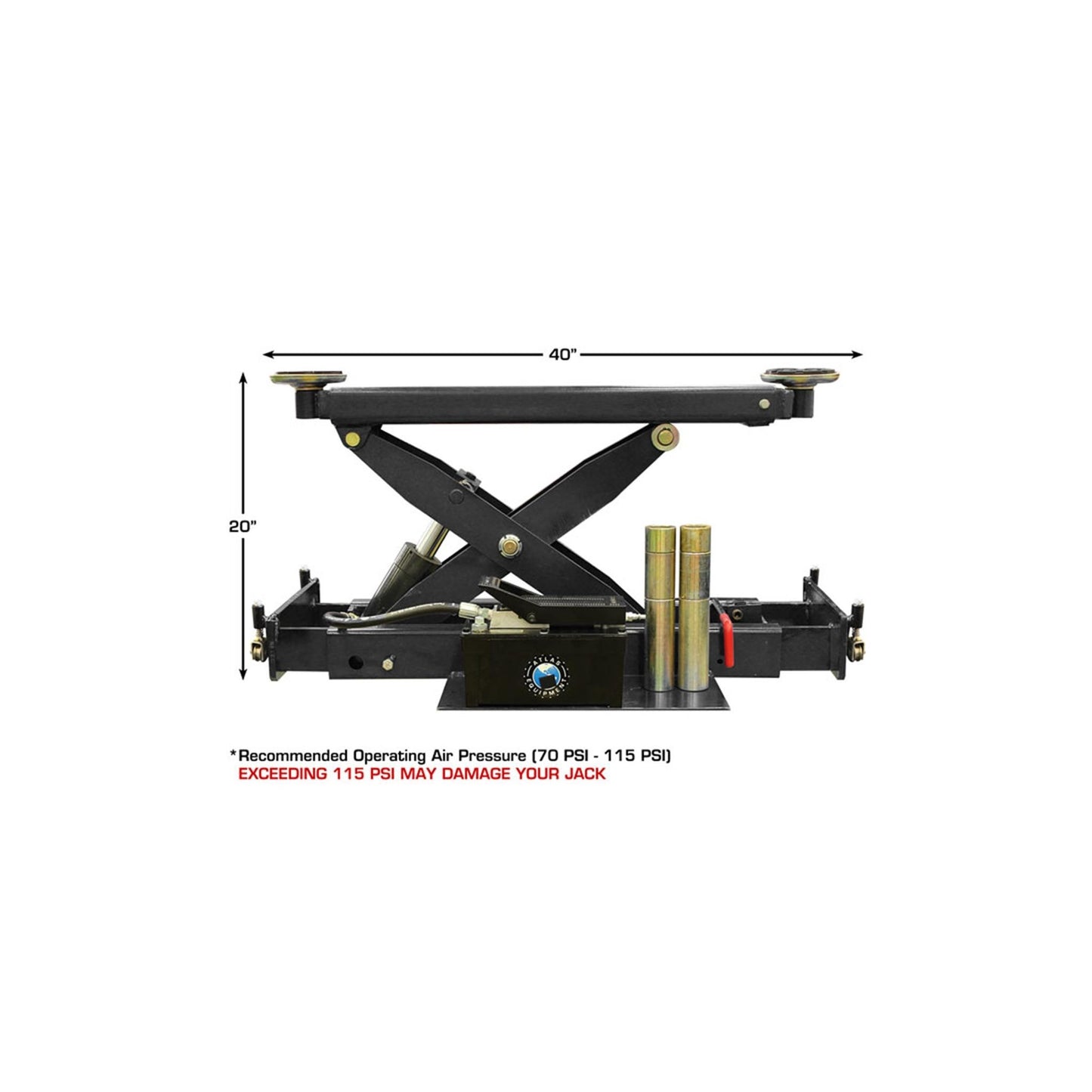 Atlas RJ8000 8,000 lb Air/Hydraulic Rolling Bridge Jack