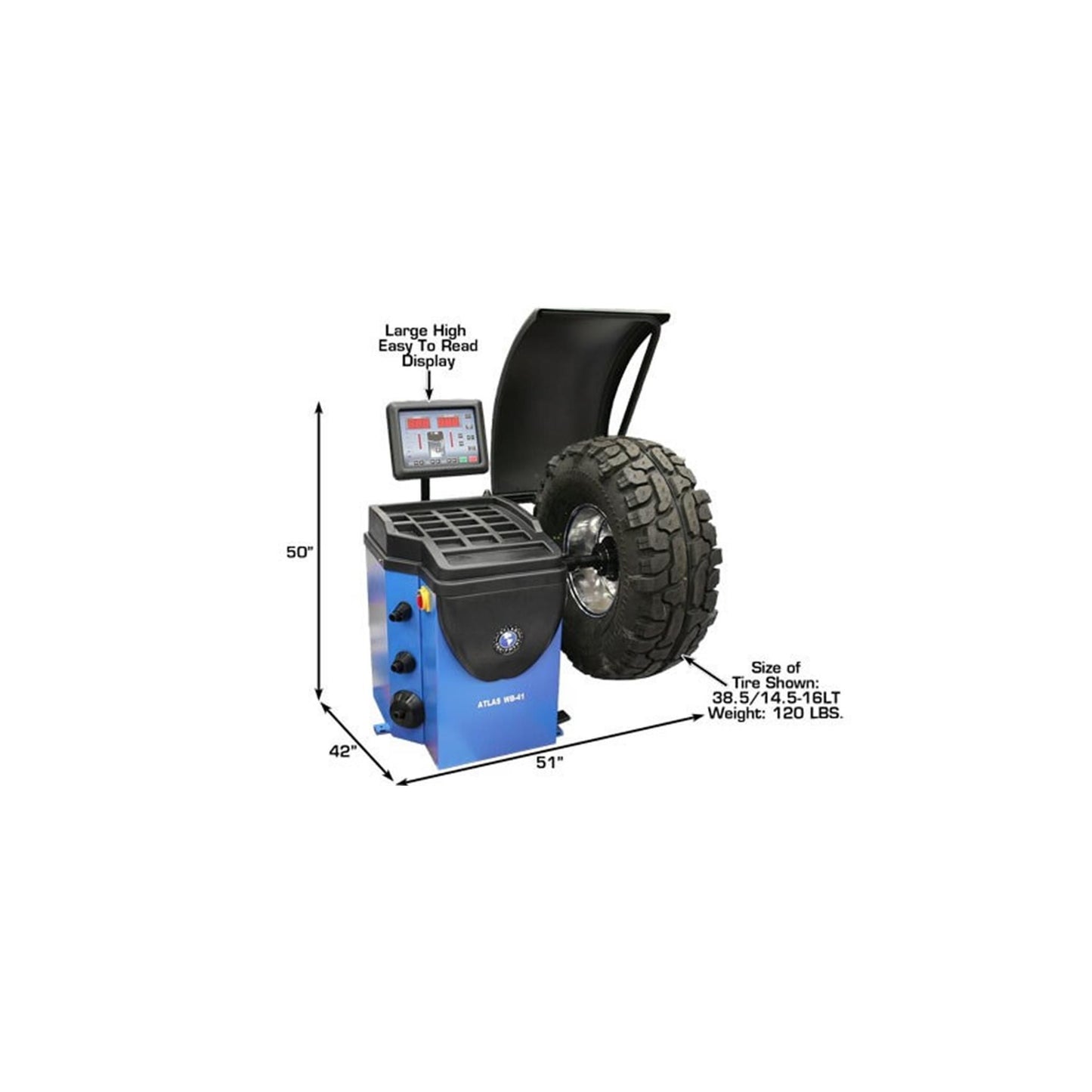 Atlas WB41 Computerized Wheel Balancer | Raised Display | 10"–32" Rim Capacity | 110V