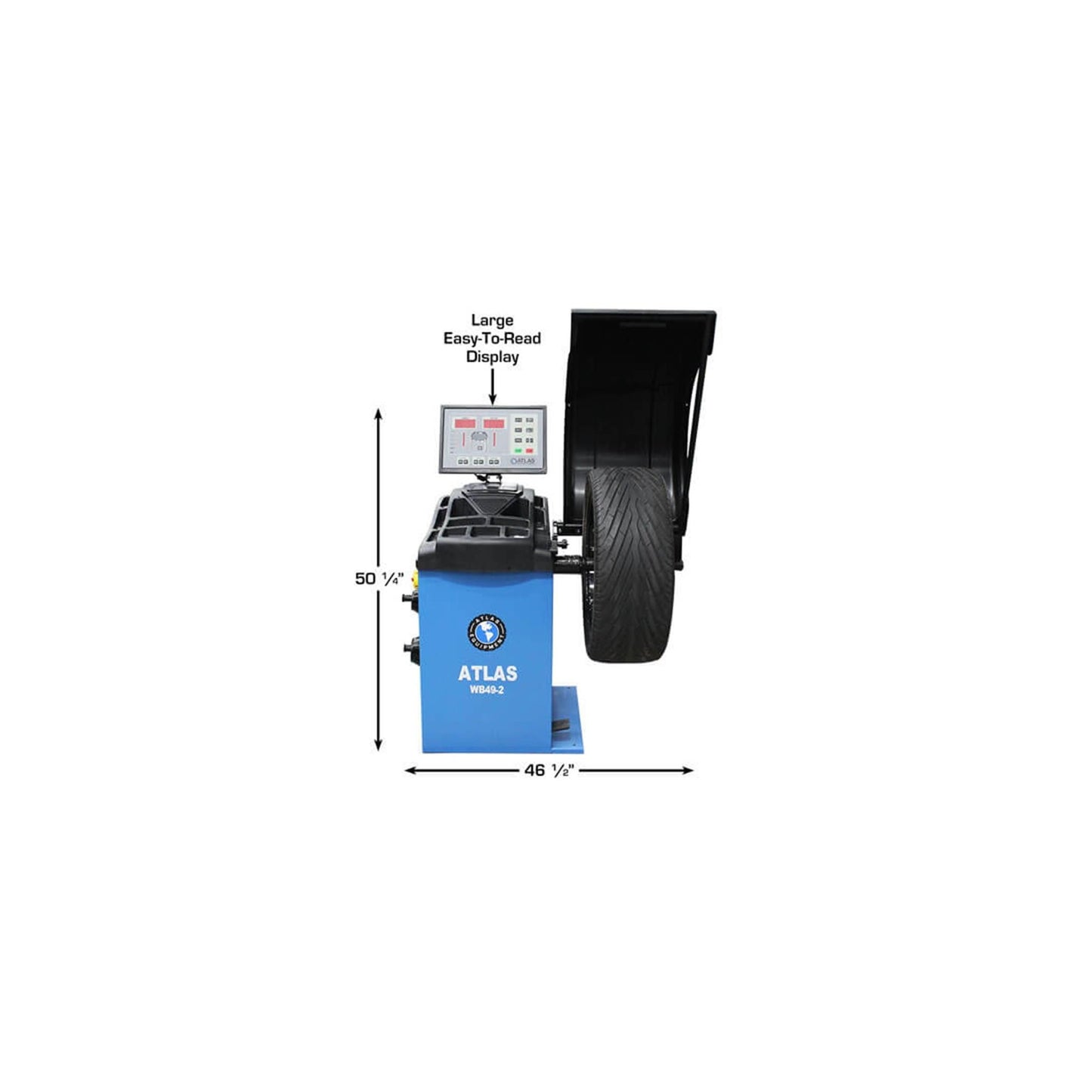 Atlas WB49-2 Computerized Wheel Balancer | Automatic 2D Data Entry | Split-Weight | 10"–32" Rim Capacity | 110V