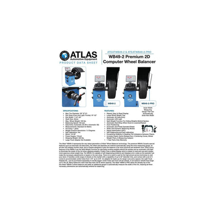 Atlas WB49-2 Computerized Wheel Balancer | Automatic 2D Data Entry | Split-Weight | 10"–32" Rim Capacity | 110V