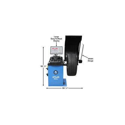 Atlas WB49-2 PRO Computerized Wheel Balancer | Automatic 3D Data Entry | Split-Weight | 10"–32" Rim Capacity | 110V