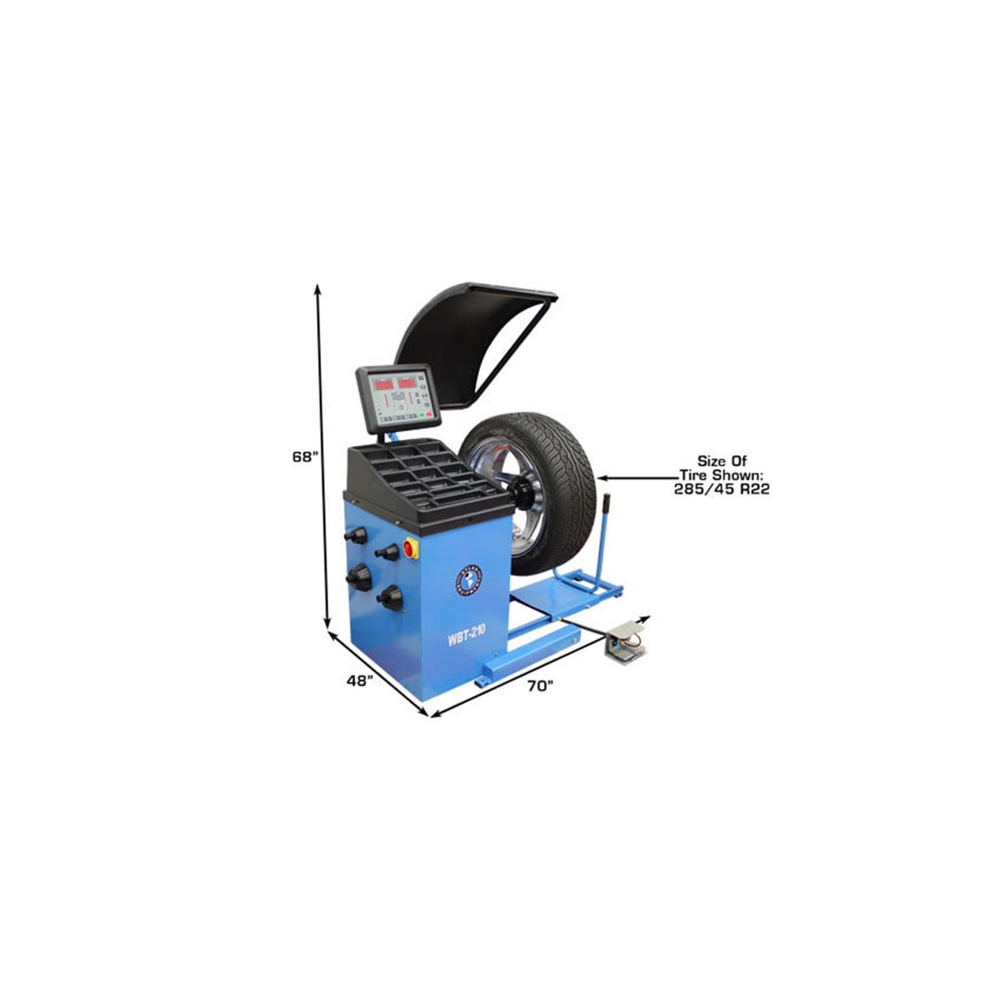 Atlas WBT-210 Heavy Duty Truck Wheel Balancer | 440 lb Capacity | Pneumatic Wheel Lift | 10"–32" Rim Capacity | 220V