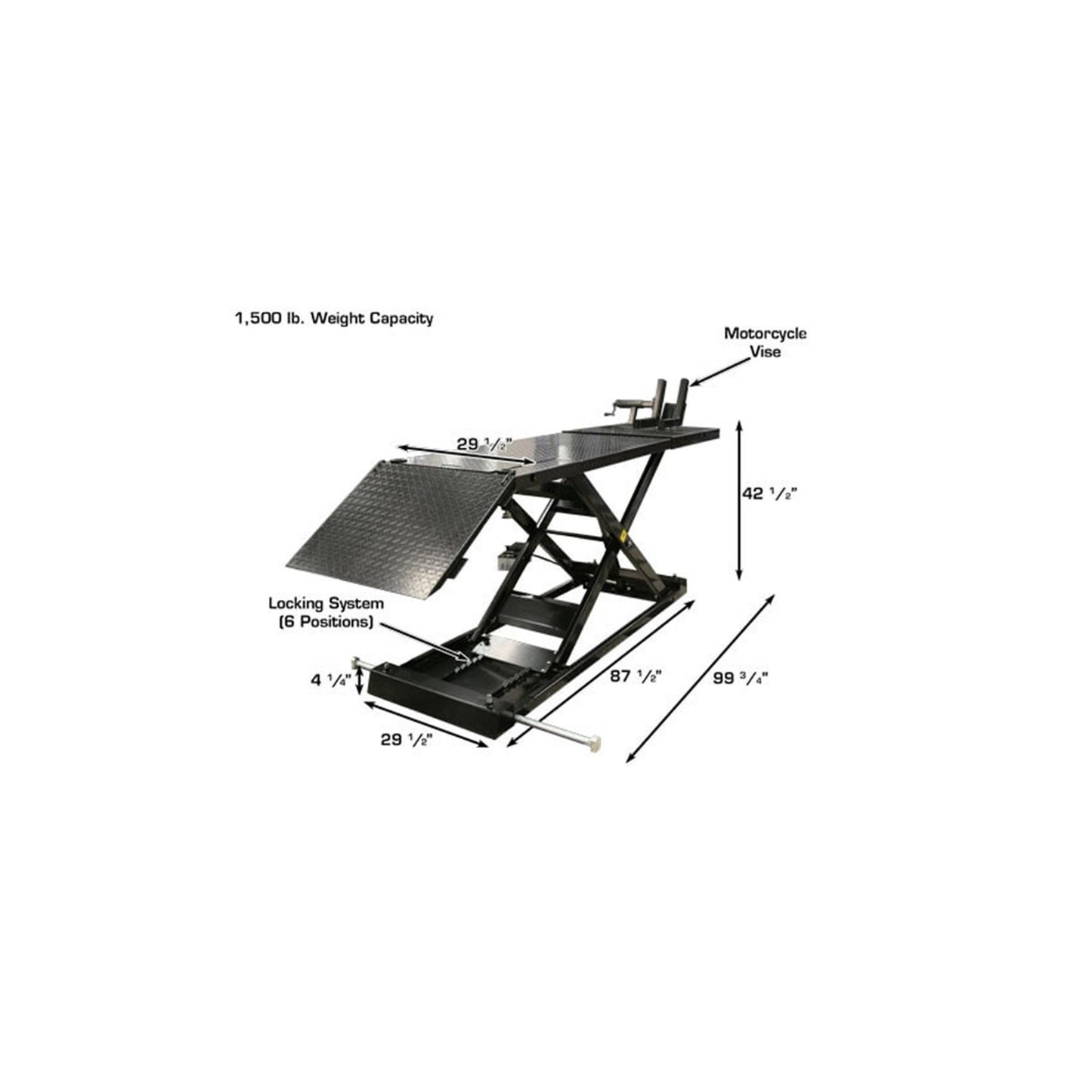 Atlas HI-RISE 1500 1,500 lb Air/Hydraulic Motorcycle, ATV & UTV Lift Table