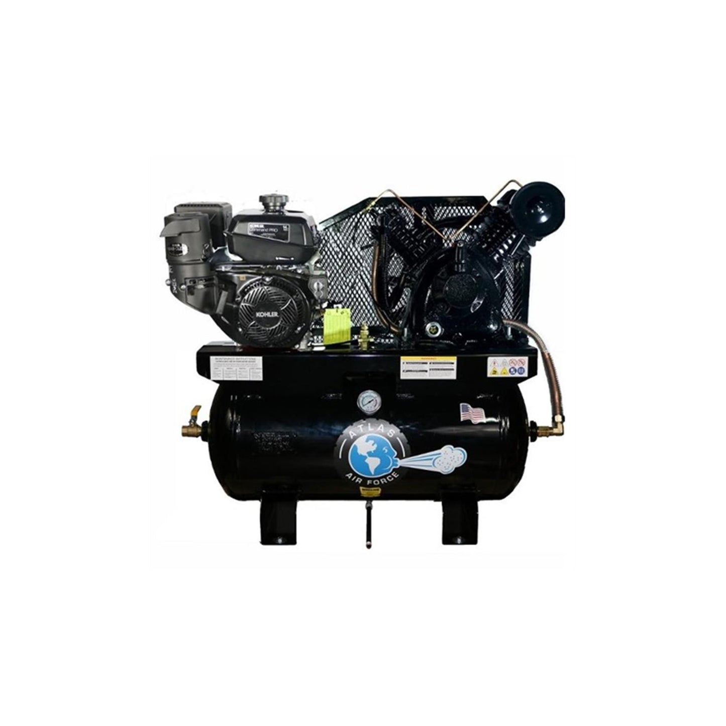 Atlas Air Force AF14G Gas Air Compressor | Kohler CH440 14 HP Electric Start | 30 Gallon | 2-Stage | 25 CFM