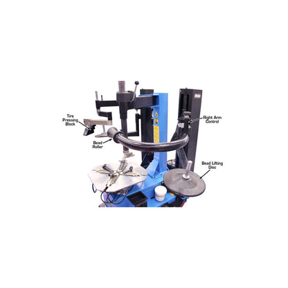 Atlas TC229DAA Swing Arm Tire Changer with Dual Assist Arms & Bead Blaster | 110V Professional Rim Clamp Wheel Changer