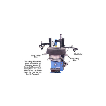 Atlas TC229DAA Swing Arm Tire Changer with Dual Assist Arms & Bead Blaster | 110V Professional Rim Clamp Wheel Changer
