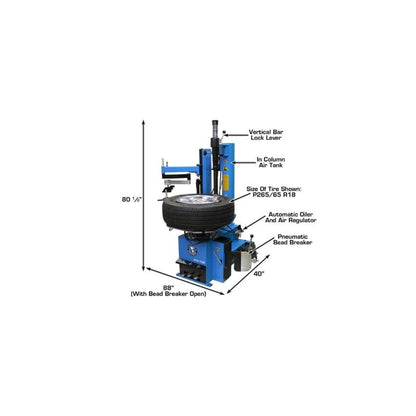 Atlas TC289LH Large Swing Arm Tire Changer with Left-Hand Assist Arm & Bead Blaster | 110V Professional Rim Clamp Wheel Changer