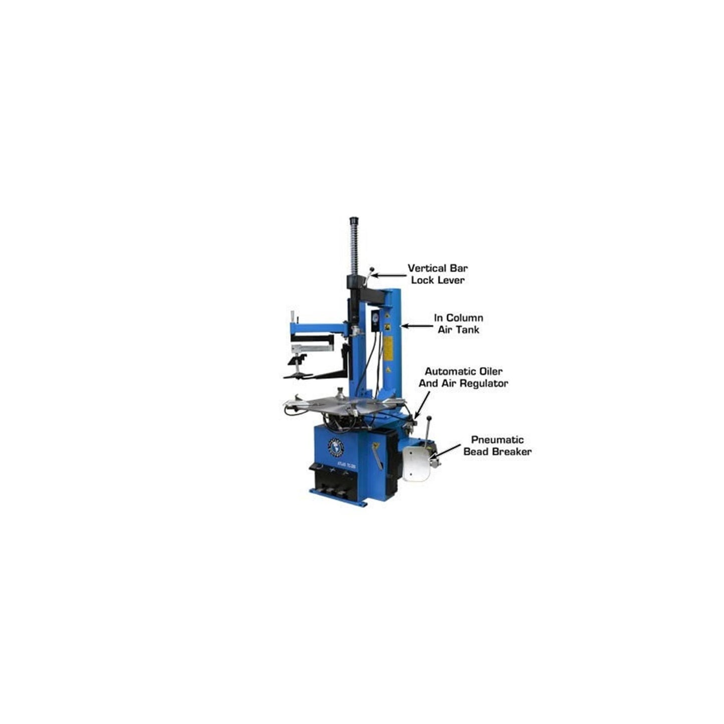 Atlas TC289LH Large Swing Arm Tire Changer with Left-Hand Assist Arm & Bead Blaster | 110V Professional Rim Clamp Wheel Changer