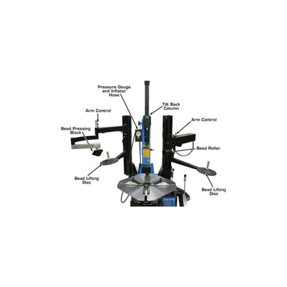 Atlas TC755 Tilt-Back Tire Changer with Bead Blaster | 110V Professional Rim Clamp Wheel Changer