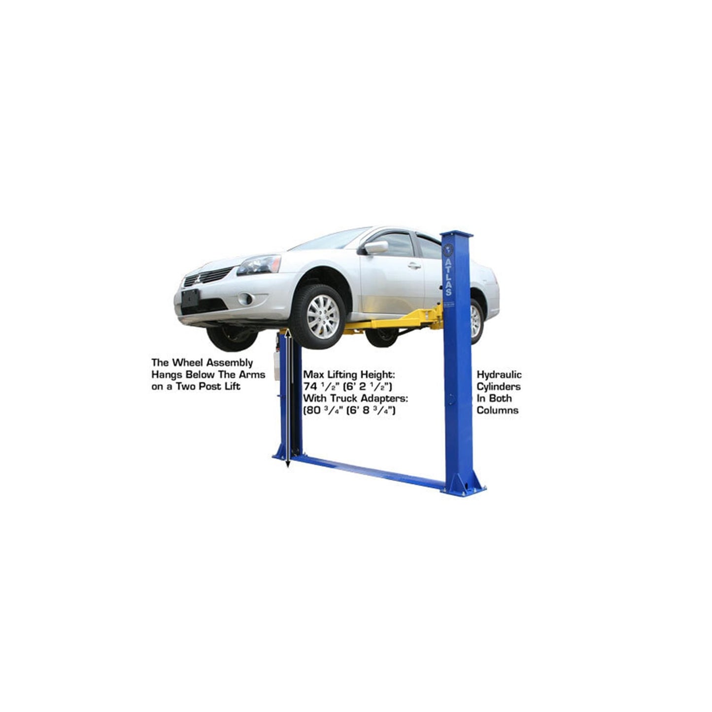 Atlas 9KBPX 9,000 lb Baseplate Two-Post Car Lift