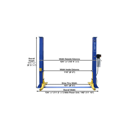 Atlas 9KBPX 9,000 lb Baseplate Two-Post Car Lift