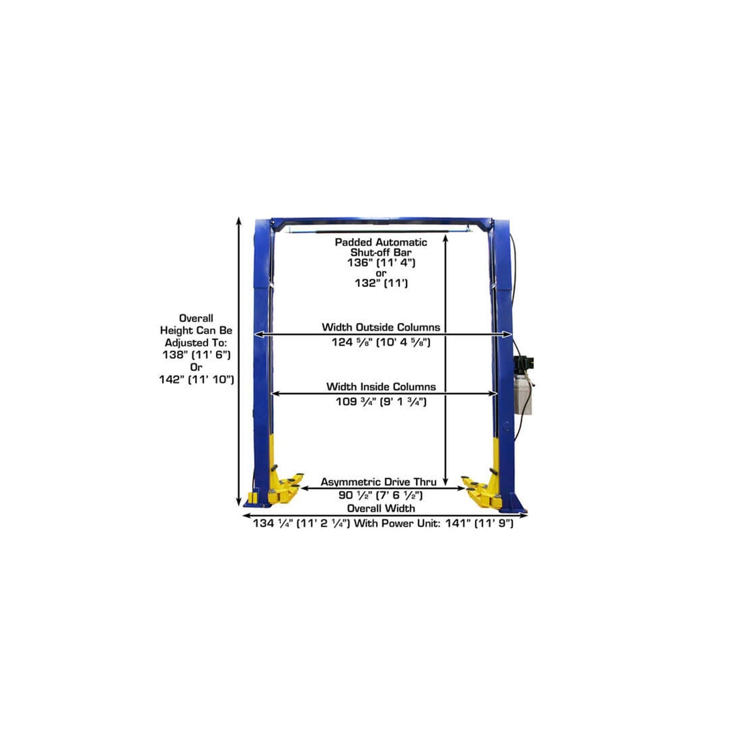 Atlas 9KOHX 9,000 lb Overhead Two-Post Car Lift