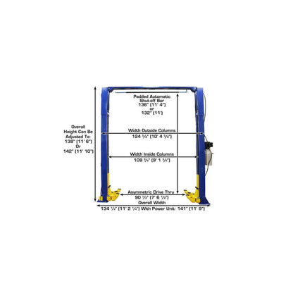 Atlas 9KOHX 9,000 lb Overhead Two-Post Car Lift