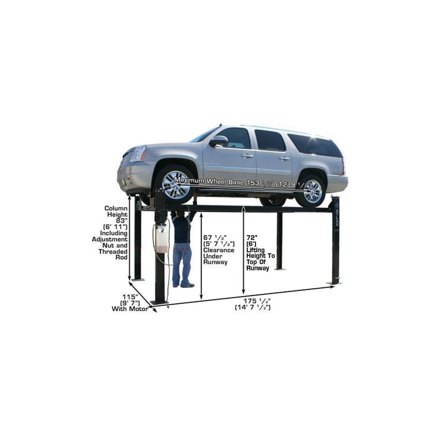 Atlas Garage PRO8000 8,000 lb Portable Four-Post Car Lift