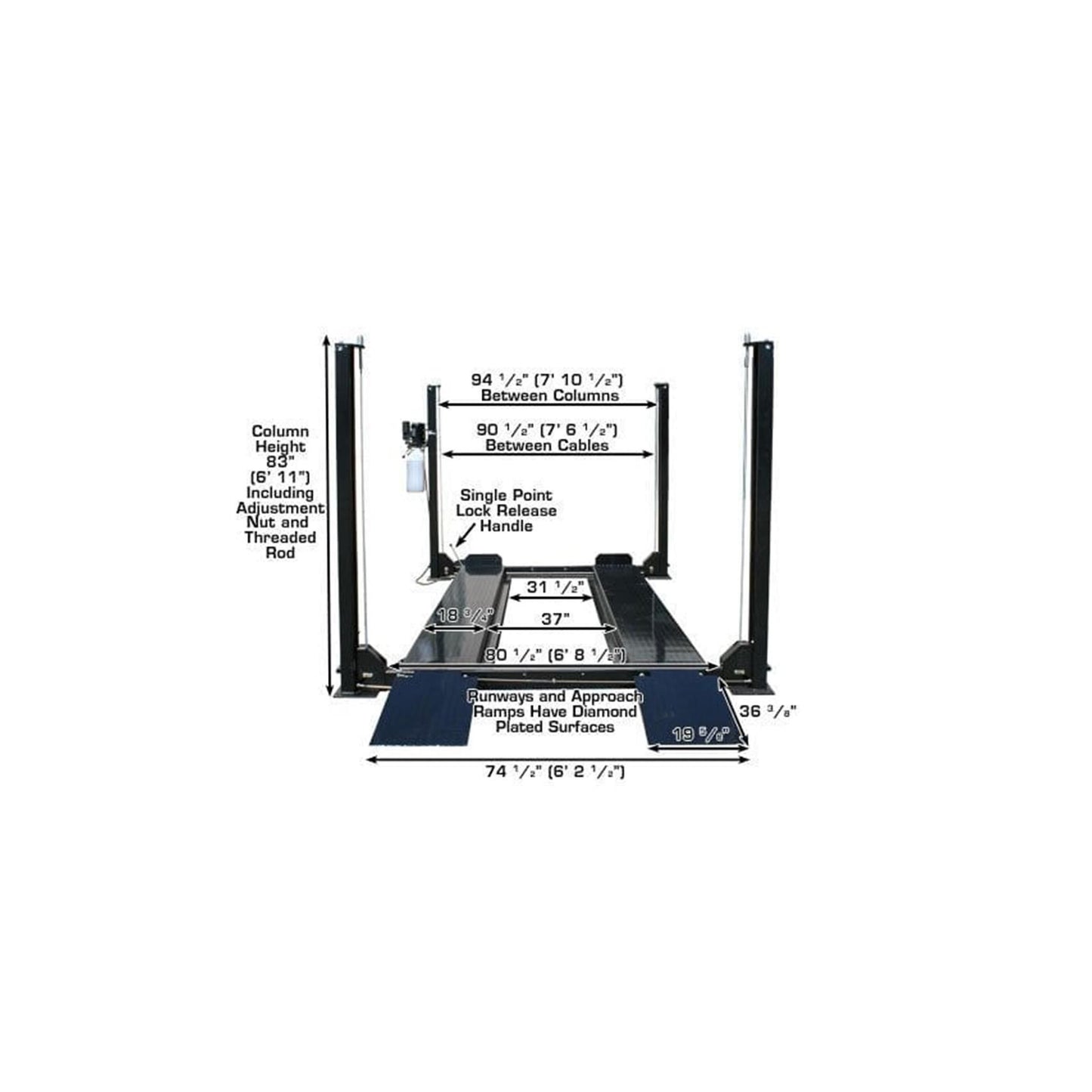 Atlas Garage PRO8000 8,000 lb Portable Four-Post Car Lift