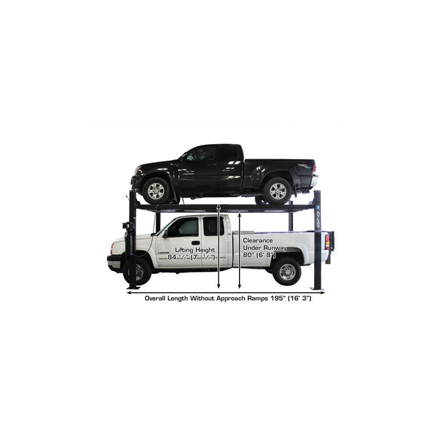Atlas Garage PRO8000EXT-L 8,000 lb Extra Tall & Extra Long Portable Four-Post Car Lift