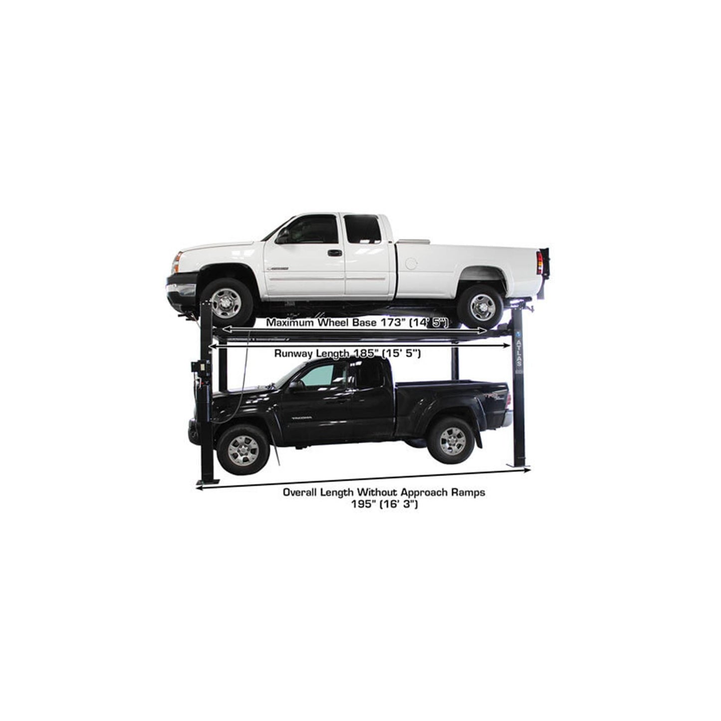 Atlas Garage PRO8000EXT-L 8,000 lb Extra Tall & Extra Long Portable Four-Post Car Lift