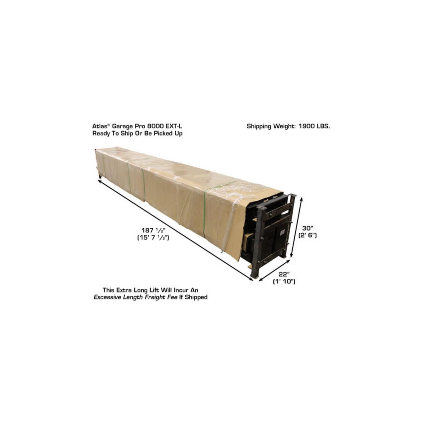 Atlas Garage PRO8000EXT-L 8,000 lb Extra Tall & Extra Long Portable Four-Post Car Lift