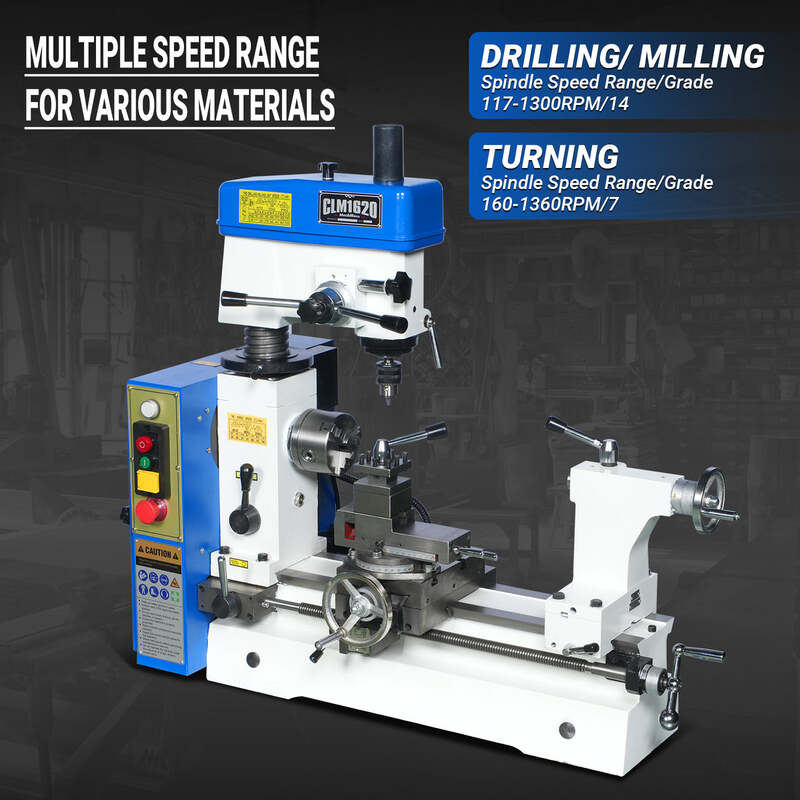 MechMaxx 500103 16" x 16" Combo Lathe Mill Drill – 1HP Multi-Function Metalworking Machine