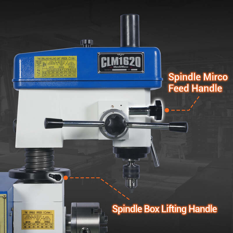 MechMaxx 500103 16" x 16" Combo Lathe Mill Drill – 1HP Multi-Function Metalworking Machine