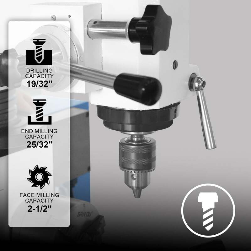 MechMaxx 500103 16" x 16" Combo Lathe Mill Drill – 1HP Multi-Function Metalworking Machine