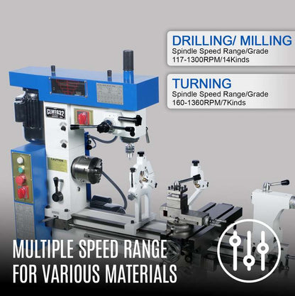MechMaxx 500105 16" x 32" Combo Lathe Mill Drill – 1HP Multi-Function Metalworking Machine
