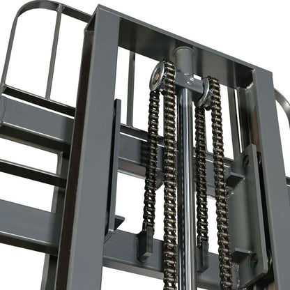 MechMaxx 202008 F26-138S Electric Straddle Stacker 2640 lb Lithium Battery 138" Lift Adjustable Forks & Legs