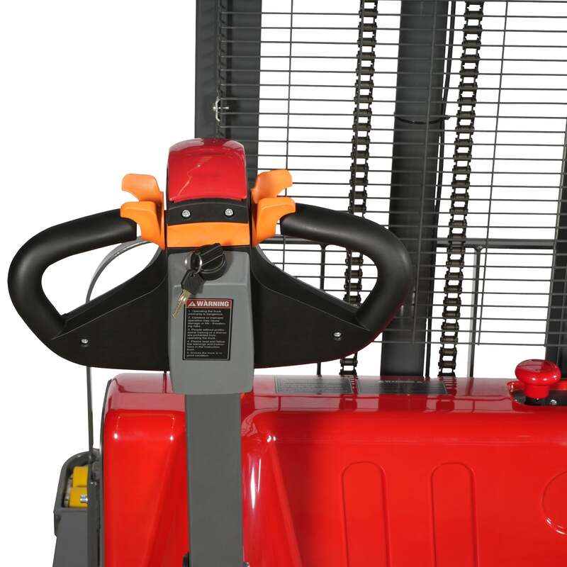 MechMaxx 202008 F26-138S Electric Straddle Stacker 2640 lb Lithium Battery 138" Lift Adjustable Forks & Legs