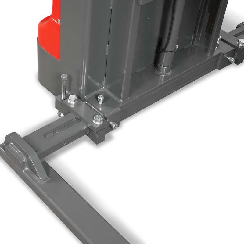 MechMaxx 202013 F26-98S Electric Straddle Stacker 2640 lb Lithium Battery 98" Lift Adjustable Forks & Legs