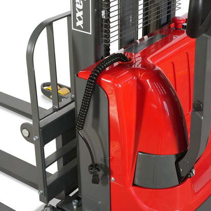MechMaxx 202008 F26-138S Electric Straddle Stacker 2640 lb Lithium Battery 138" Lift Adjustable Forks & Legs