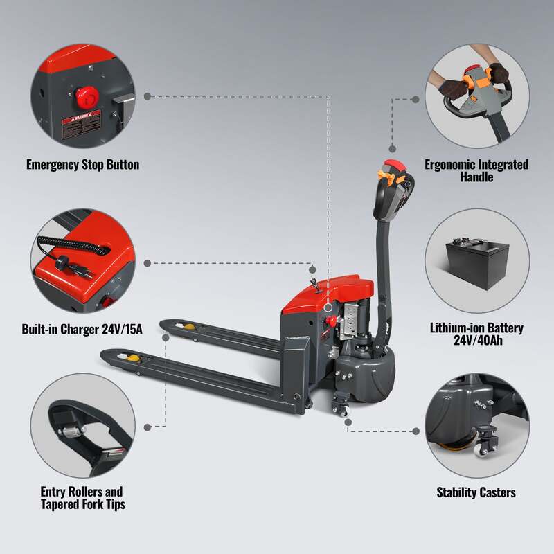 MechMaxx 202003  Pallet Jack  – EPT33 3300 lb Lithium Battery Walkie Pallet Truck 45" Forks