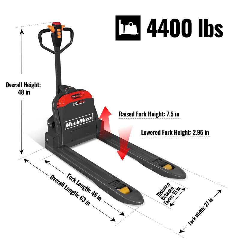 MechMaxx 202002 Electric Pallet Jack – 4400 lb Lithium Battery Walkie Pallet Truck with 45" Forks