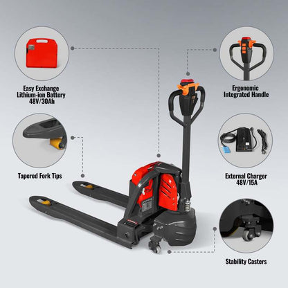 MechMaxx 202002 Electric Pallet Jack – 4400 lb Lithium Battery Walkie Pallet Truck with 45" Forks