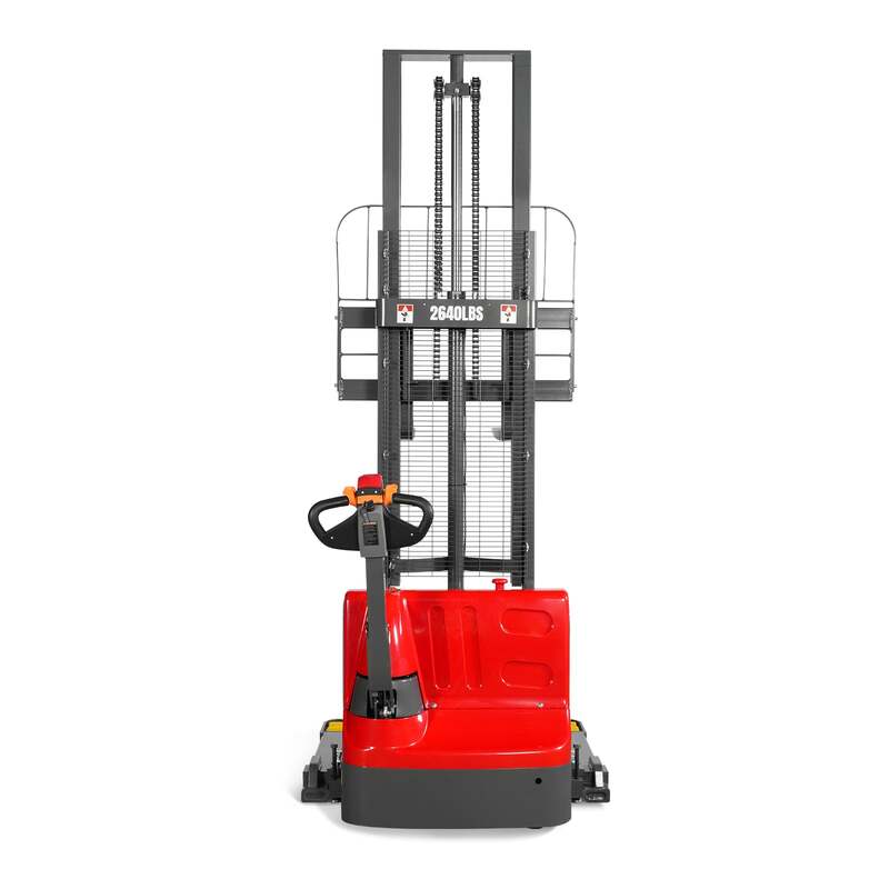MechMaxx 202007 F26-118S Electric Straddle Stacker 2640 lb Lithium Battery 118" Lift Adjustable Forks & Legs