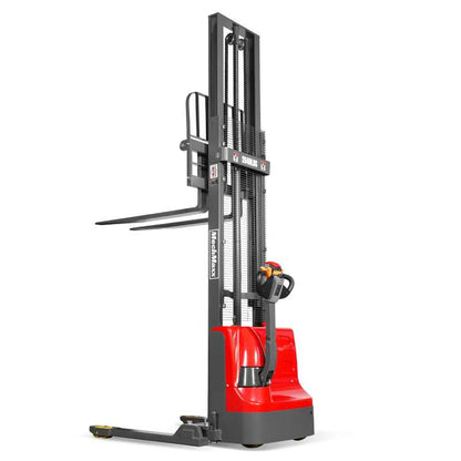 MechMaxx 202008 F26-138S Electric Straddle Stacker 2640 lb Lithium Battery 138" Lift Adjustable Forks & Legs