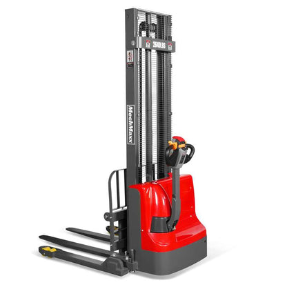 MechMaxx 202008 F26-138S Electric Straddle Stacker 2640 lb Lithium Battery 138" Lift Adjustable Forks & Legs