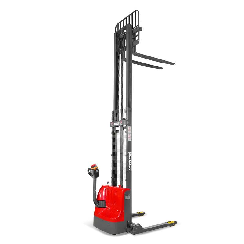 MechMaxx 202008 F26-138S Electric Straddle Stacker 2640 lb Lithium Battery 138" Lift Adjustable Forks & Legs