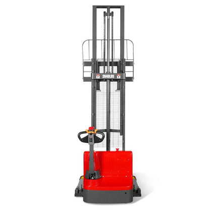 MechMaxx 202008 F26-138S Electric Straddle Stacker 2640 lb Lithium Battery 138" Lift Adjustable Forks & Legs