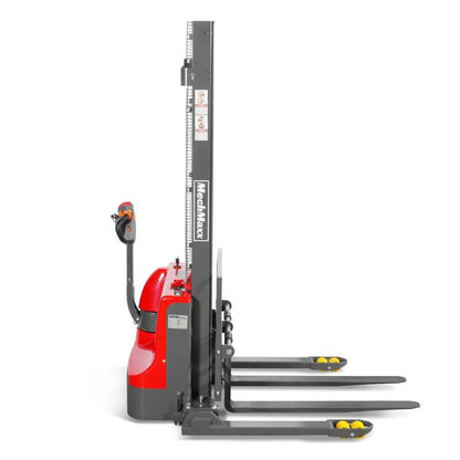 MechMaxx 202008 F26-138S Electric Straddle Stacker 2640 lb Lithium Battery 138" Lift Adjustable Forks & Legs