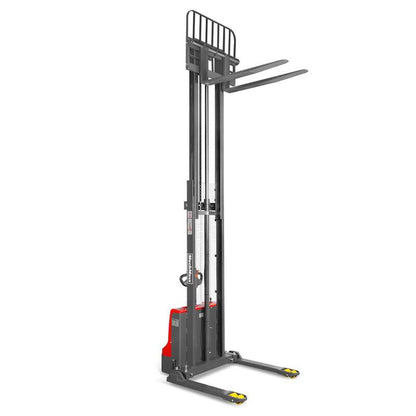 MechMaxx 202008 F26-138S Electric Straddle Stacker 2640 lb Lithium Battery 138" Lift Adjustable Forks & Legs