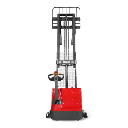 MechMaxx 202013 F26-98S Electric Straddle Stacker 2640 lb Lithium Battery 98" Lift Adjustable Forks & Legs